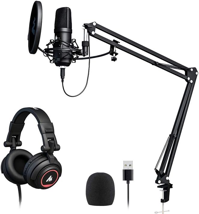 MAONO Microfono USB para podcast, microfono de computadora de 192 KHZ/24 bits para grabacion, voz en off, transmision (AU-PM401H)
