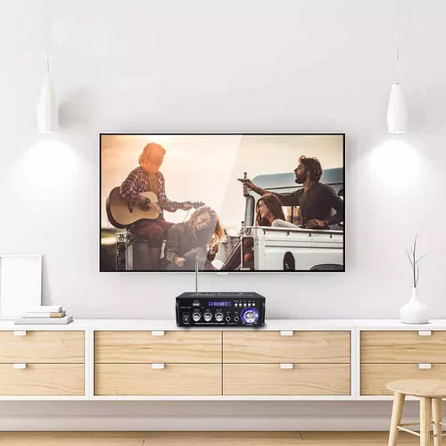 Sunbuck Amplificador Audio, 110V Amplificador HiFi Bluetooth, Receptor de Audio de Potencia de Sonido de Doble Canal de 180 W con USB, Tarjeta SD, Radio FM para Altavoces domésticos (AS-35BU)