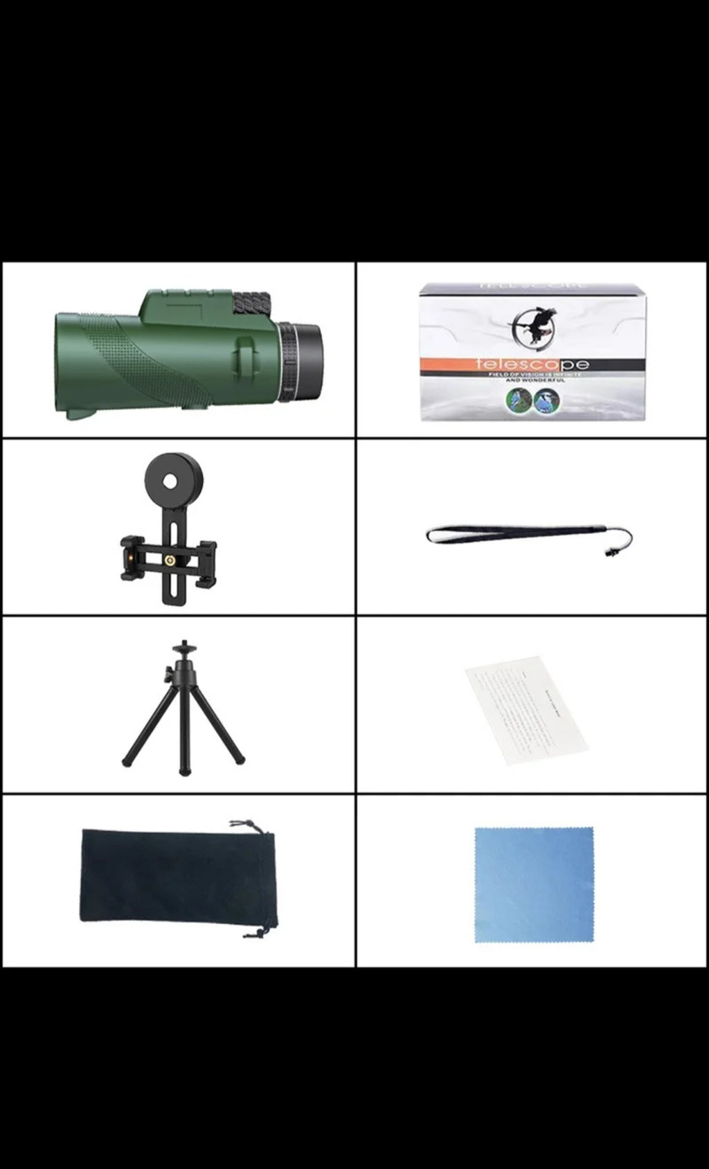 Telescopio Monocular 12X60 Original con Soporte para Telefono Movil y Tripode, Prisma BAK-4 y Prismaticos Monoculares SMC Telescopio Adultos, Gadget para Observacion / Caza de Aves, Regalos para Hombres Papa  Navidad año nuevo reyes