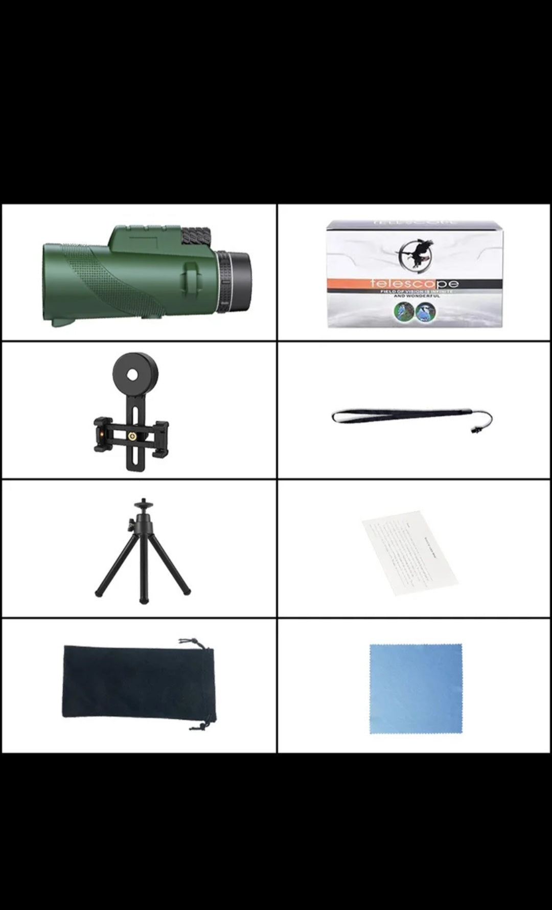 Telescopio Monocular 12X60 Original con Soporte para Telefono Movil y Tripode, Prisma BAK-4 y Prismaticos Monoculares SMC Telescopio Adultos, Gadget para Observacion / Caza de Aves, Regalos para Hombres Papa  Navidad año nuevo reyes