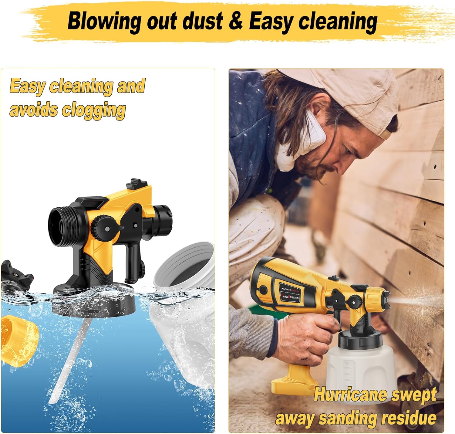 Pulverizador de pintura electrico de 1400ML, pistola de pintura en aerosol de alta potencia de 100OW con 4 boquillas para muebles, gabinete, valla, puerta de pared, trabajo DIY