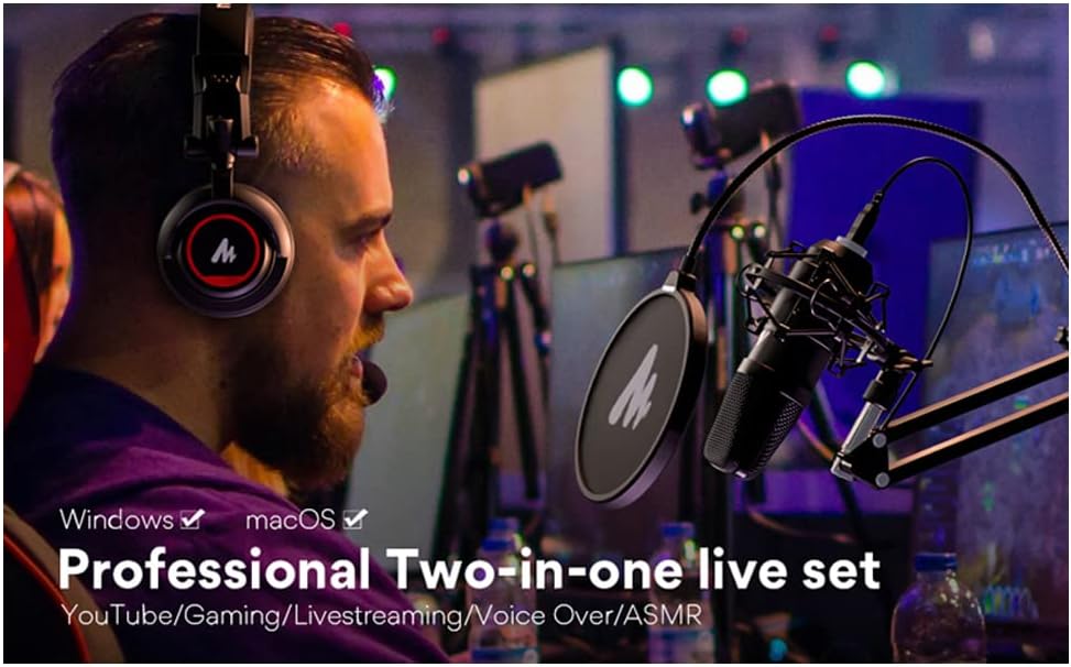 MAONO Microfono USB para podcast, microfono de computadora de 192 KHZ/24 bits para grabacion, voz en off, transmision (AU-PM401H)