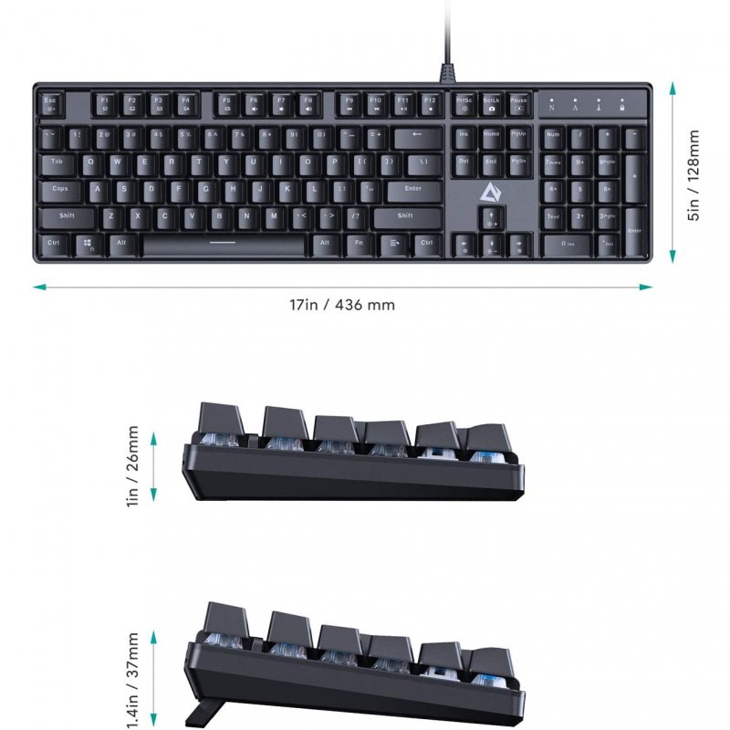 Aukey KM-G06 Teclado Mecánico Gaming Retroiluminado Switch color negro