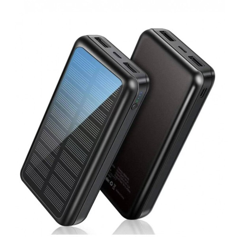 Powerbank Solar 30000Mah, cargador solar portátil de 30000 mAh, 2 puertos USB, panel de alta velocidad, batería externa, banco de energía solar portátil para iPhone, Android, para Xiaomi, Samsung, OPPO, Realme, Huawei, y otros modelos. Color Negro