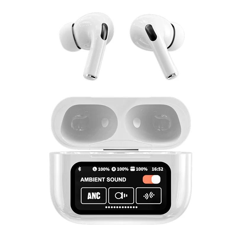 Auriculares A9 Pro sin cable, pinganillos inalambricos con Bluetooth ANC auriculares earphones con reduccion de ruido controles de pantalla tactil auriculares con ajuste de volumen.