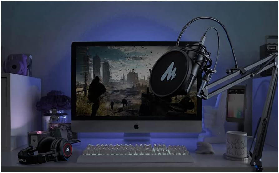 MAONO Microfono USB para podcast, microfono de computadora de 192 KHZ/24 bits para grabacion, voz en off, transmision (AU-PM401H)