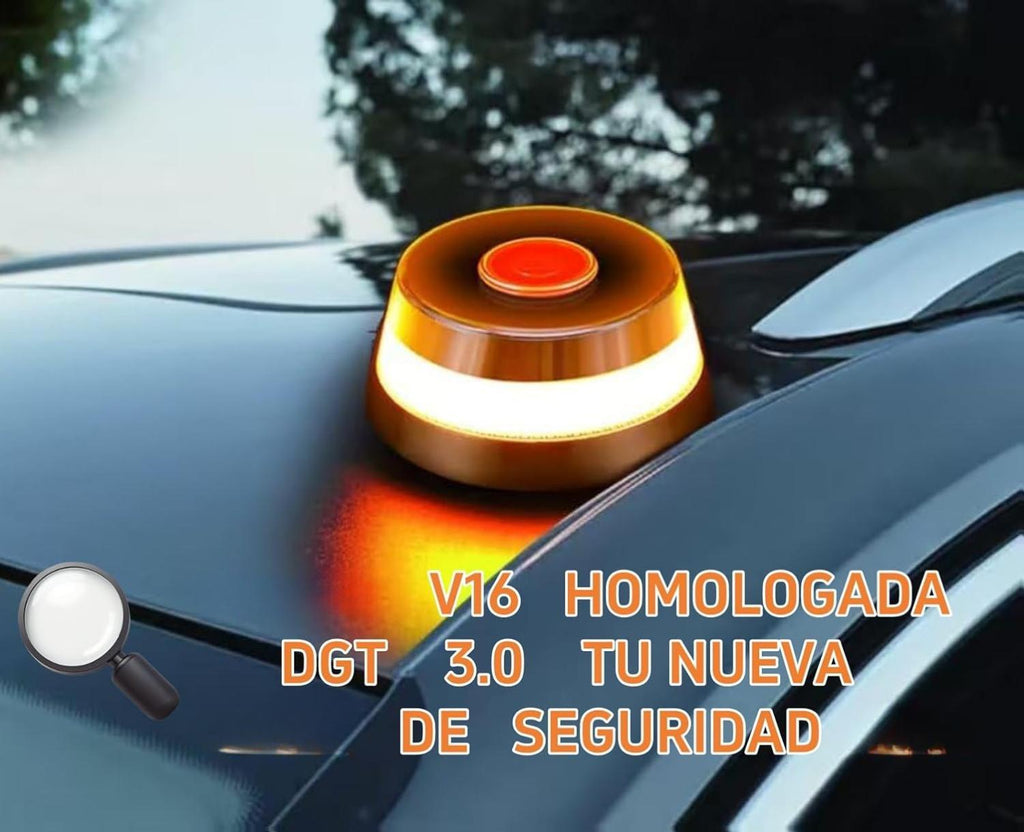 Luces Baliza V16 Homologada DGT con Geolocalización IoT Help Flash Luz Emergencia Coche Visible 1 km 360° Datos Pagados hasta 2038 Sustituto Oficial Triángulos IP54 Resistente Agua y Polvo. Color Negro