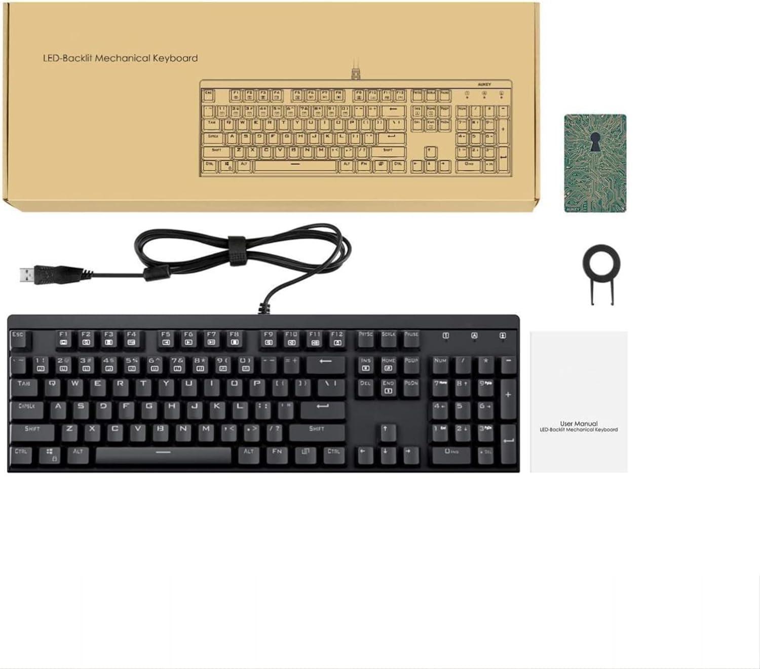 Aukey KM-G06 Teclado Mecánico Gaming Retroiluminado Switch color negro