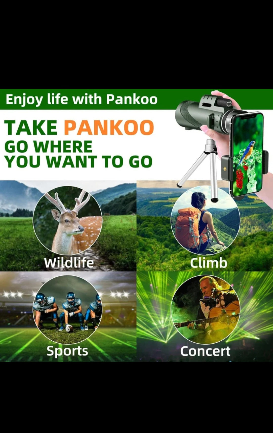 Telescopio Monocular 12X60 Original con Soporte para Telefono Movil y Tripode, Prisma BAK-4 y Prismaticos Monoculares SMC Telescopio Adultos, Gadget para Observacion / Caza de Aves, Regalos para Hombres Papa  Navidad año nuevo reyes