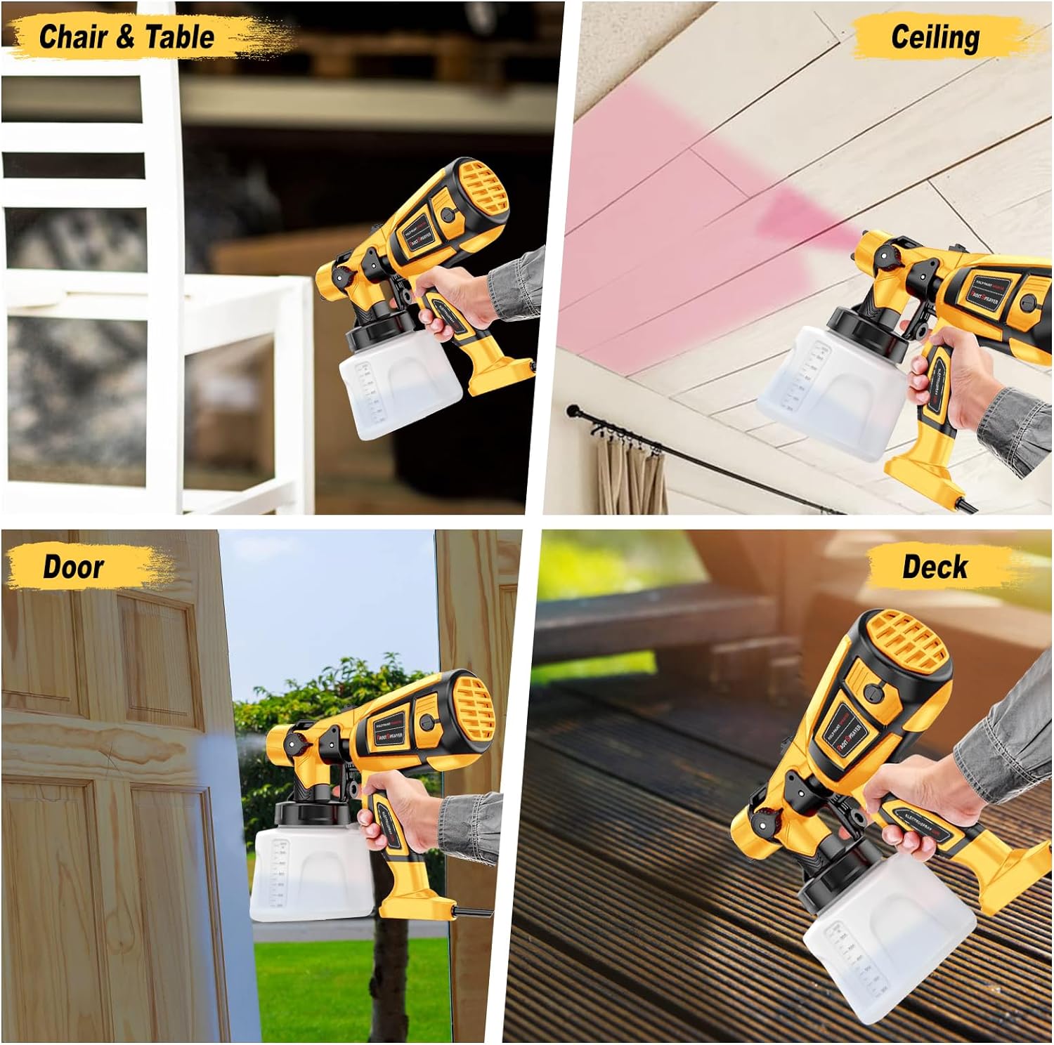 Pulverizador de pintura electrico de 1400ML, pistola de pintura en aerosol de alta potencia de 100OW con 4 boquillas para muebles, gabinete, valla, puerta de pared, trabajo DIY