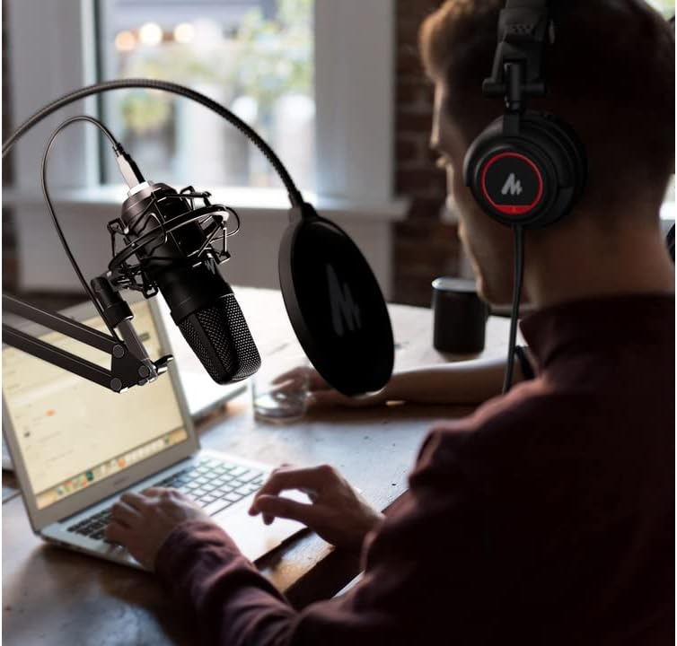 MAONO Microfono USB para podcast, microfono de computadora de 192 KHZ/24 bits para grabacion, voz en off, transmision (AU-PM401H)