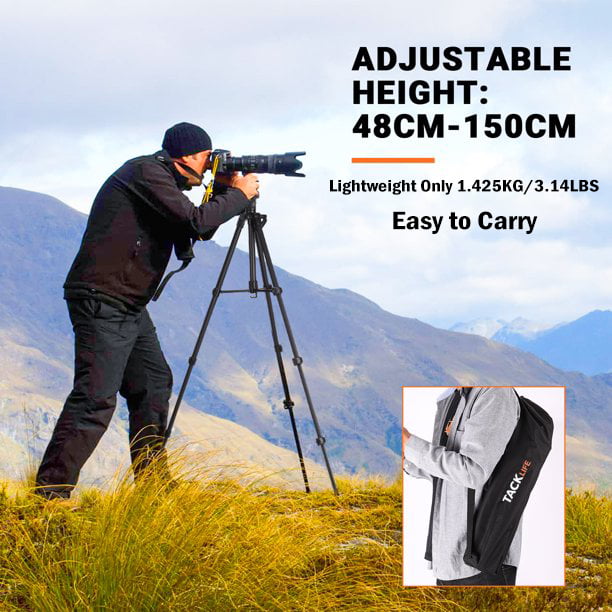 TACKLIFE Tripode de Camara Profesional 48-150 CM, Bluetooth, Aluminio, Trípode profesional para tiktok, Vlog, fotos. Negro