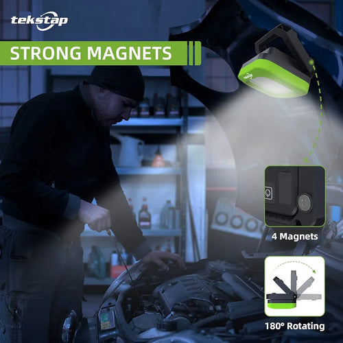 2 Paquetes de luz LED recargable Para trabajo o camping, 1000 lúmenes, luces magnéticos, portátil, gancho para colgar y 3 modos, resistente al agua IP65 para reparación de automóviles, foco para camping, emergencia (azul y verde y naranja)