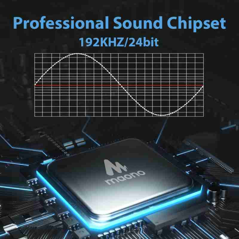 MAONO Micrófono con cable USB AU-A04 Plus Condensador cardioide Podcast Mic 192kHz/24bit Plug and Play, proporciona dos soportes de micrófono para transmisión en vivo, voz en off, YouTube, juegos, ASMR. Color Negro