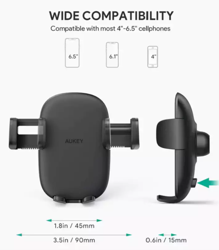 Aukey HD-C50 Soporte magnético para teléfono móvil para automóviles, rotación de 360 °, tablero de instrumentos