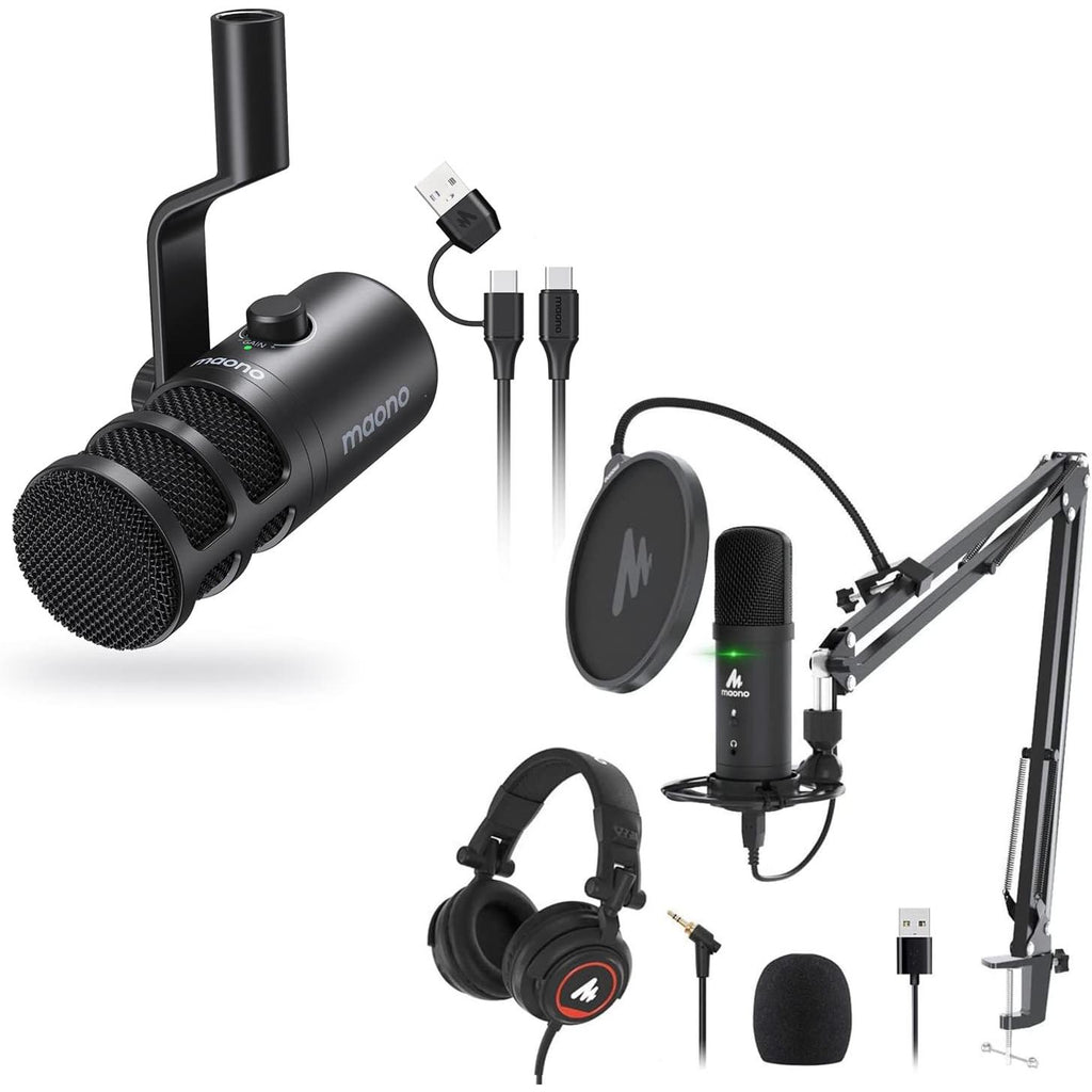 MAONO Microfono USB para podcast, microfono de computadora de 192 KHZ/24 bits para grabacion, voz en off, transmision (AU-PM401H)
